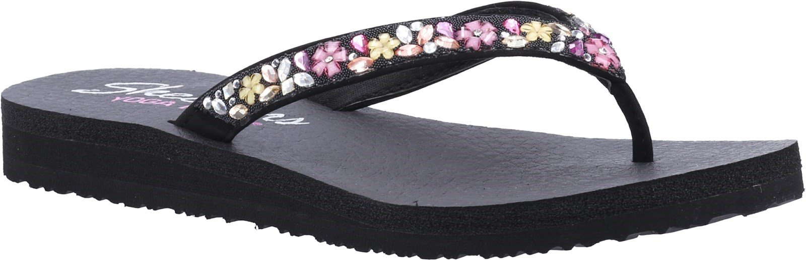 Skechers Women's Meditation Daisy Summer Sandal Various Colours 32175 - Black/Multi 3