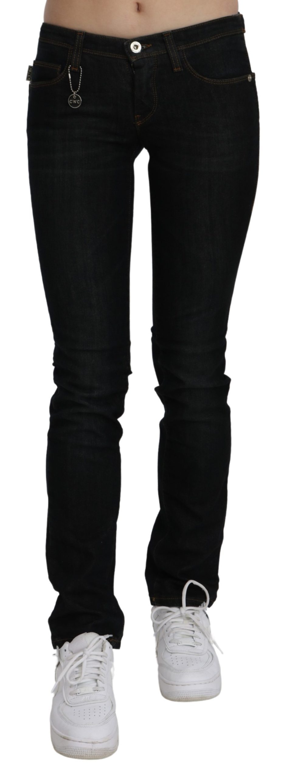 Costume National Women's Mid Waist Skinny Denim Cotton Jeans Black PAN70658 - W24