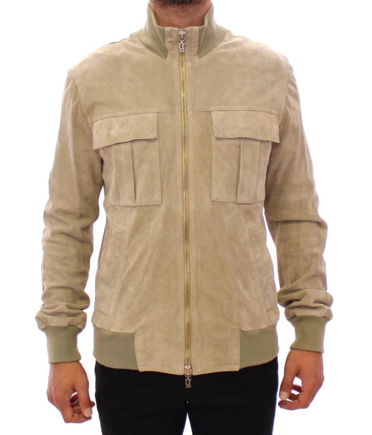 John Galliano Men's Suede Leather Jacket Beige PHH10027 - IT50 | M-L
