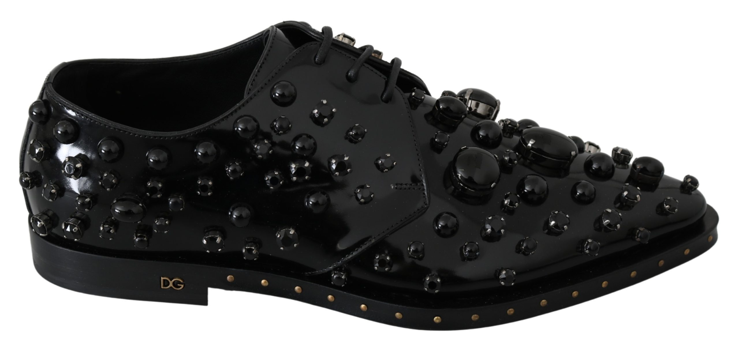 Dolce & Gabbana Women's Crystals Dress Broque Shoe Black Black LA7210 - EU39/US8.5