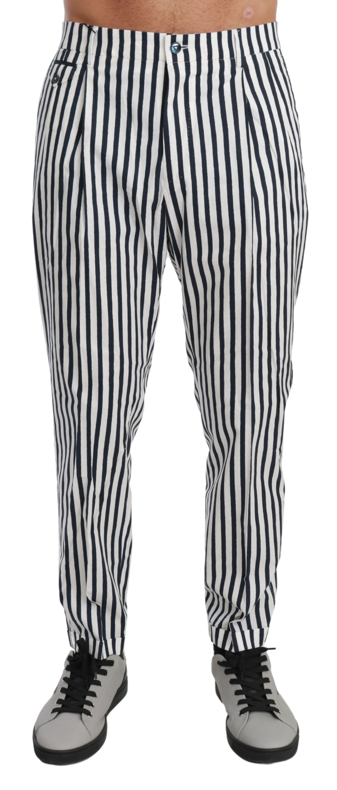 Dolce & Gabbana Men's Striped Casual Cotton Trouser White PAN71007 - IT48 | M