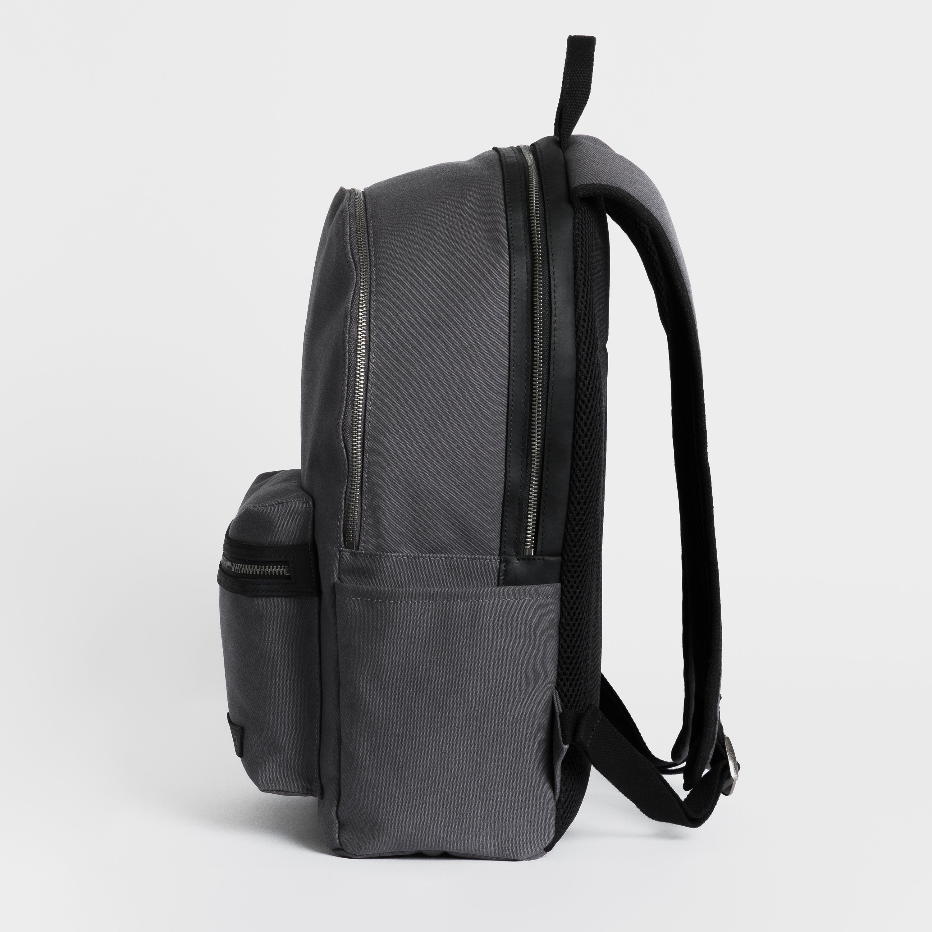 The Commuter Backpack. Waterproofed Canvas and Leather. 16" Laptop Pocket., Smoke