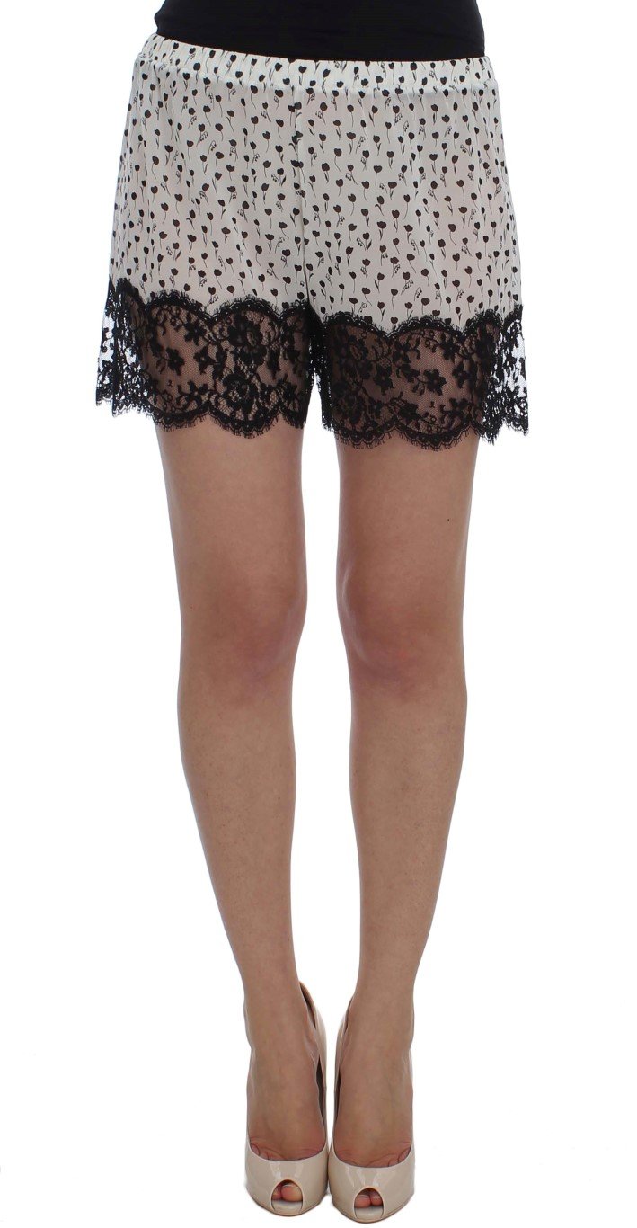 Dolce & Gabbana Women's Floral Lace Silk Sleepwear Shorts Black/White SIG30077 - S
