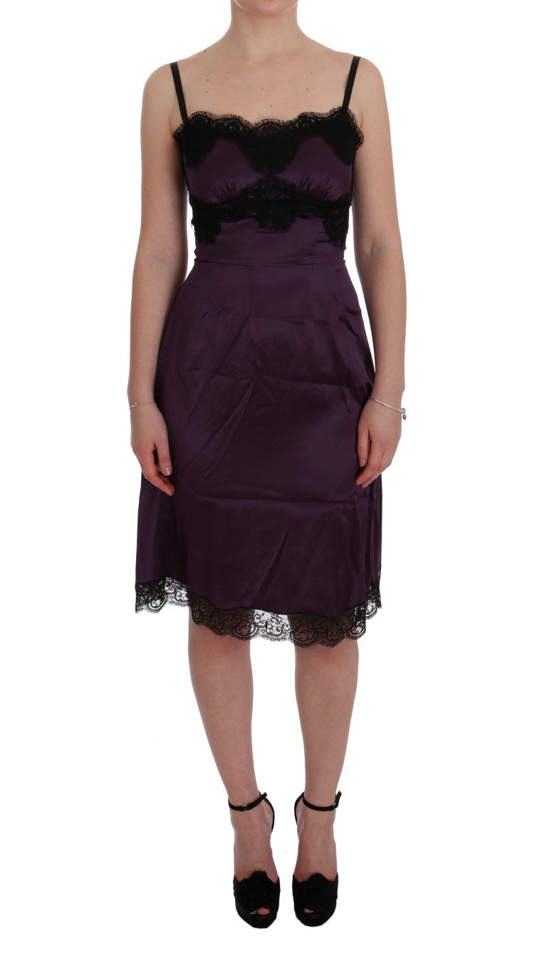 Dolce & Gabbana Women's Silk Stretch Lace Dress Purple SIG50852 - IT36 | XS