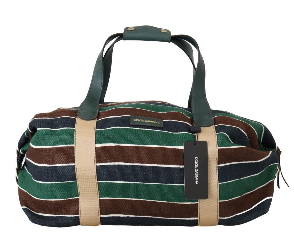 Dolce & Gabbana Unisex Linen Leather Travel Bag Multicolor VAS1514