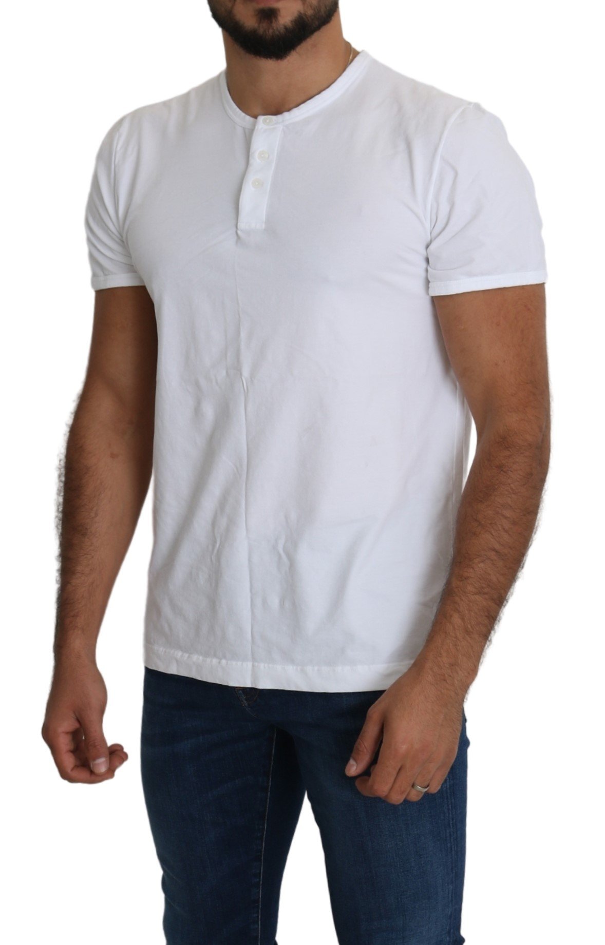 White Henley Stretch Top Mens Underwear T-shirt - XXL