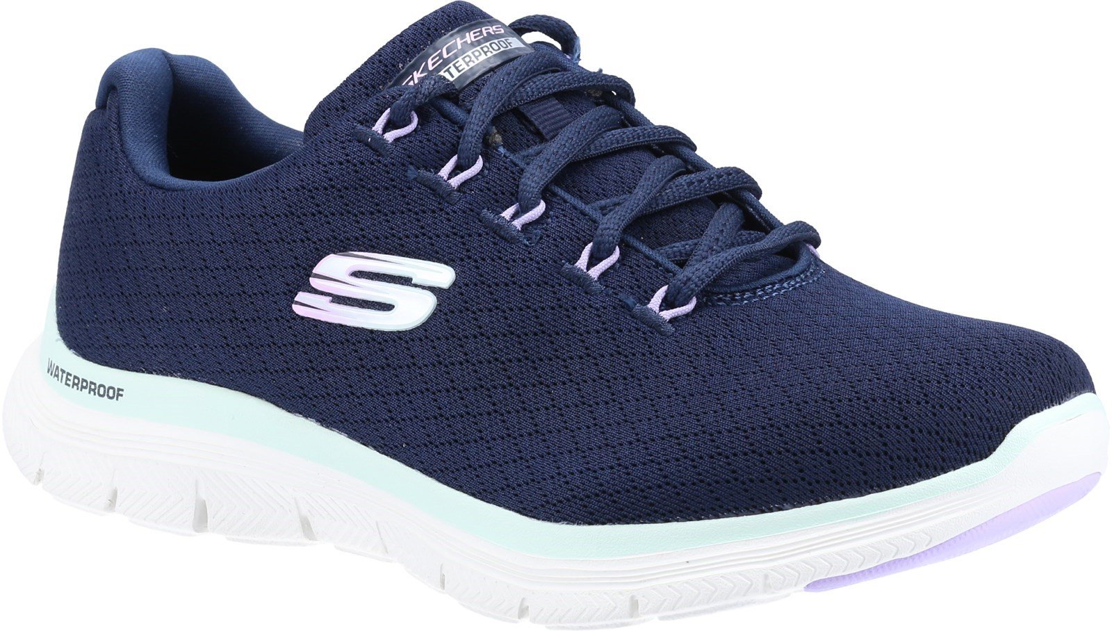Skechers Women's Flex Appeal 4.0 Coated Fidelity Sport Trainer Multicolor 32111 - Navy/Aqua 3