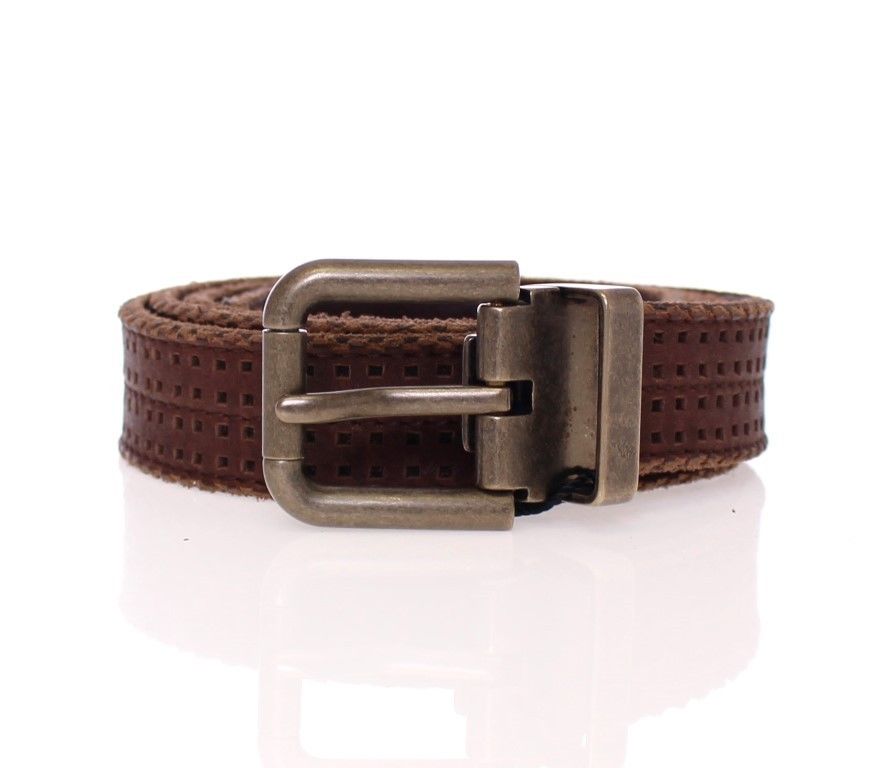 Dolce & Gabbana Men's Leather Logo Belt Brown GSS20198 - 95 cm / 38 Inches