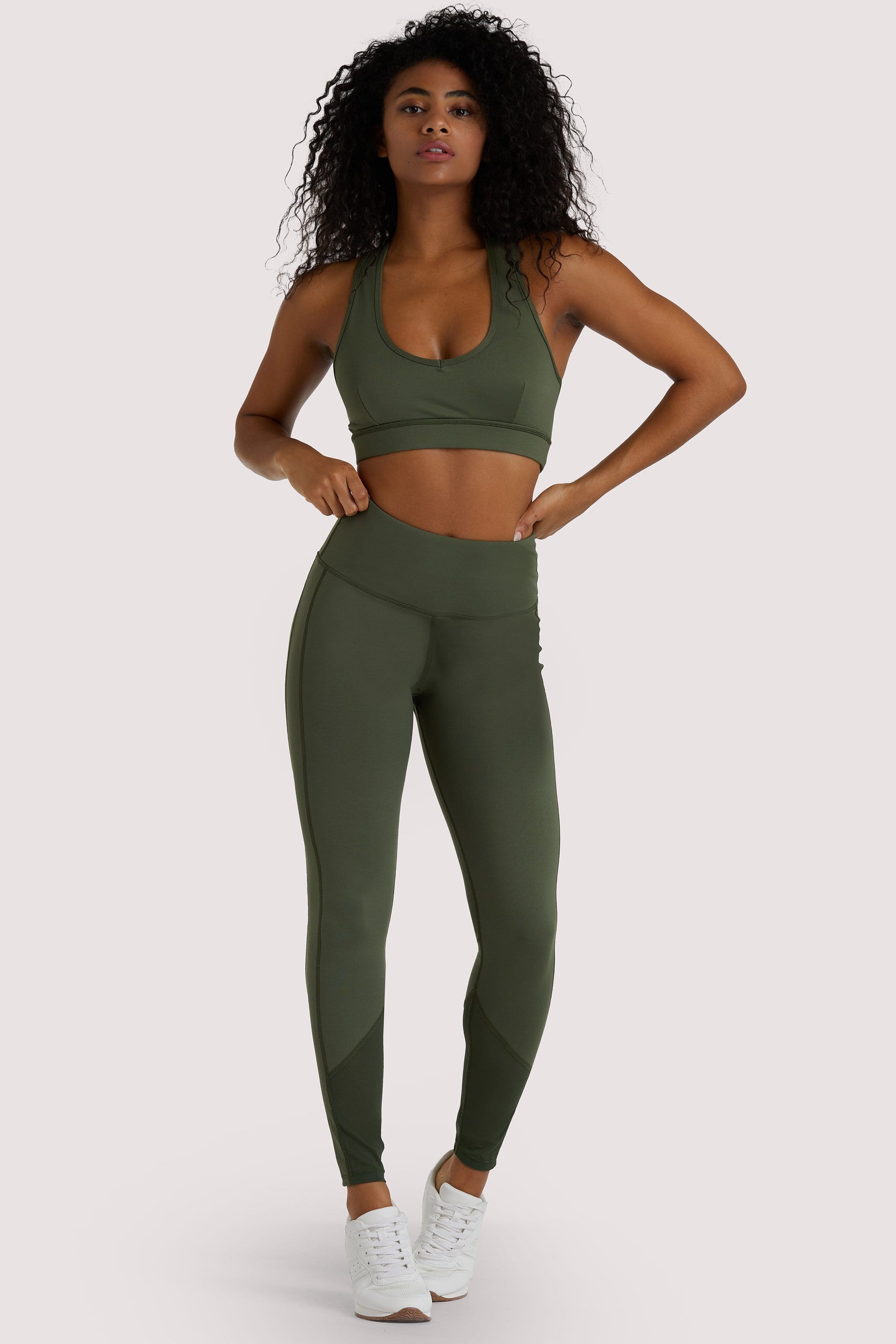 Wolf & Whistle Eco Dusty Olive Mesh Panel Leggings UK 10 / US 6