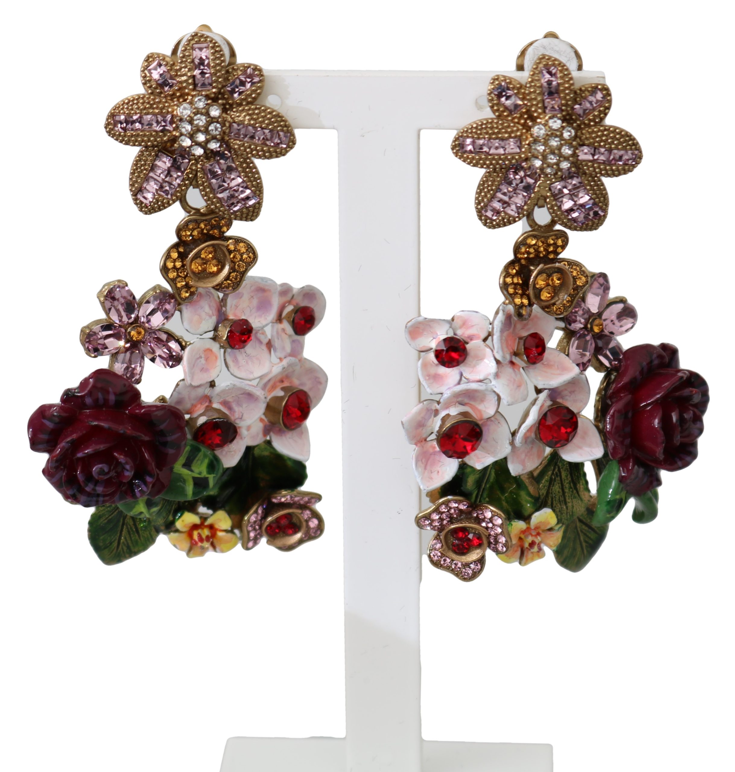 Dolce & Gabbana Women's Crystal Floral Filigree Clip-on Earrings Gold SMY100115