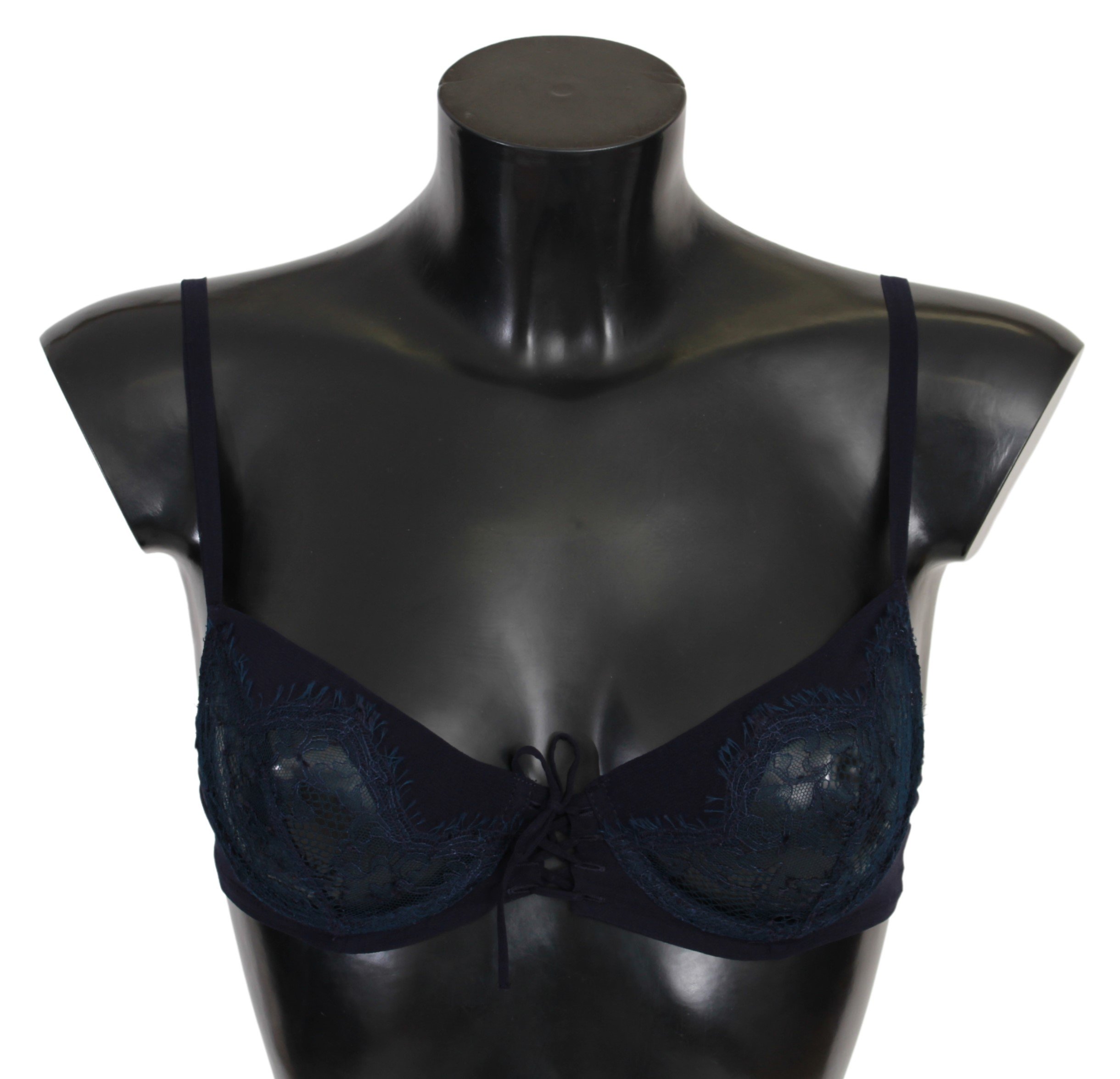 Ermanno Scervino Women's Lace Balconcino Silk Bra Blue BIK787 - IT2 | S