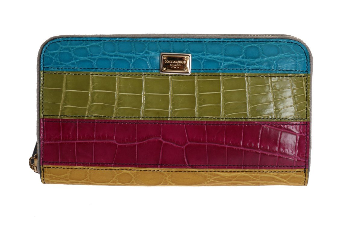 Dolce & Gabbana Women's Alligator Caiman Leather Continental Wallet Multicolor VAS1227