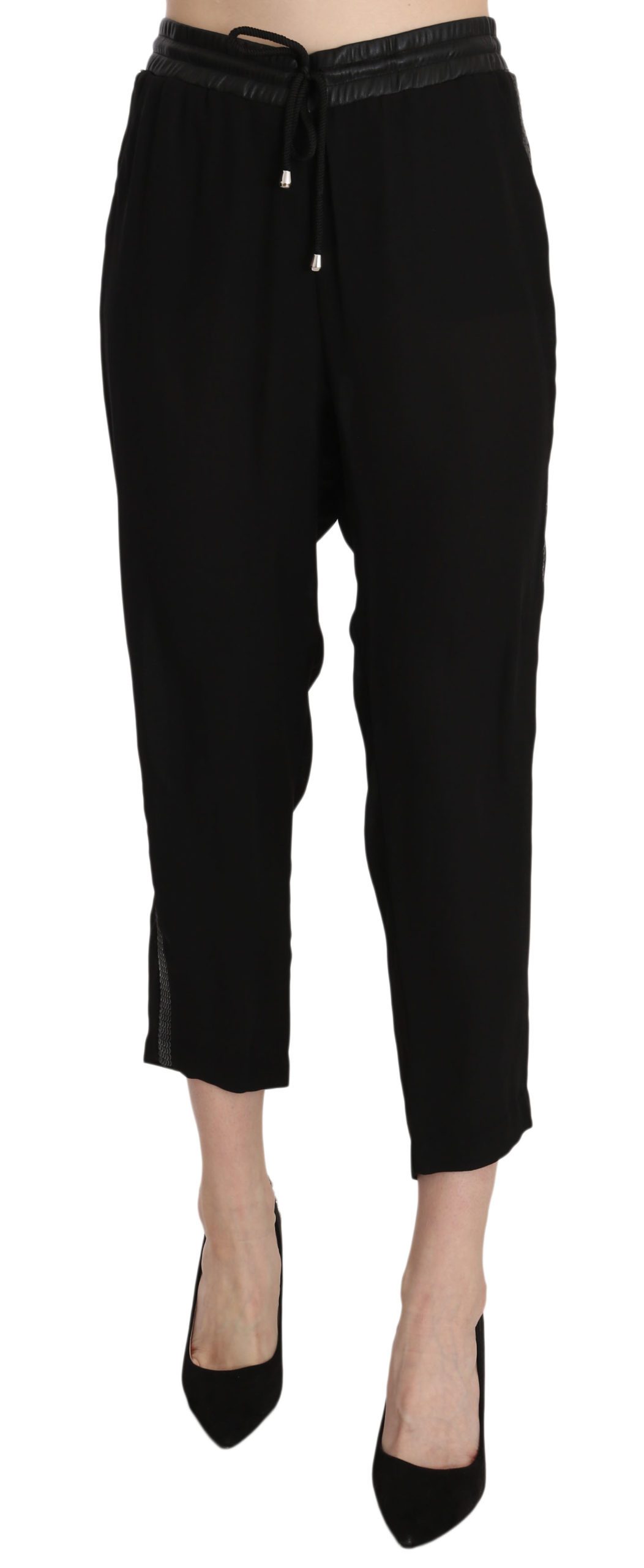 Guess Women's Polyester High Waist Cropped Trouser Black PAN70295 - IT44|L