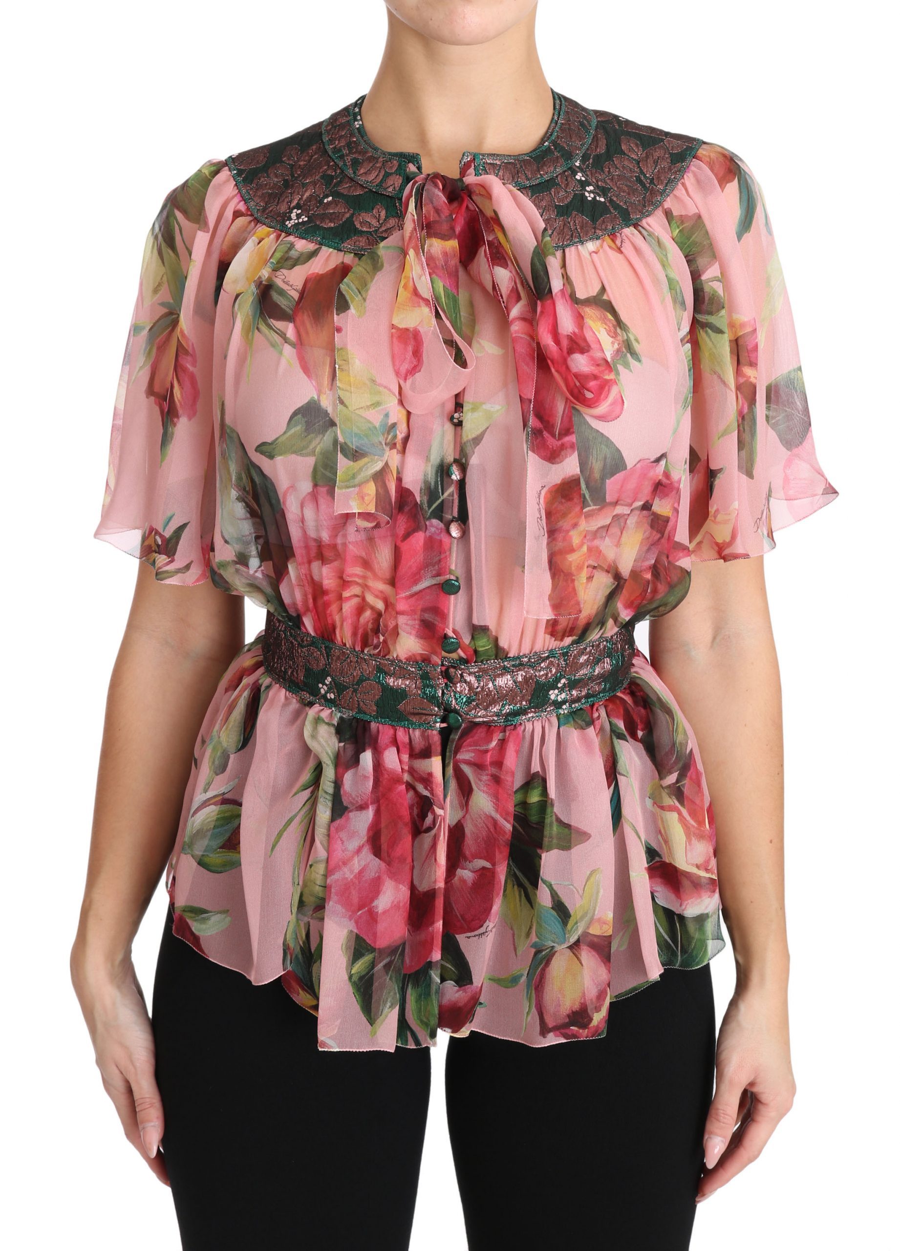 Dolce & Gabbana Women's Pussy Bow Tops Pink TSH3134 - IT36|XXS