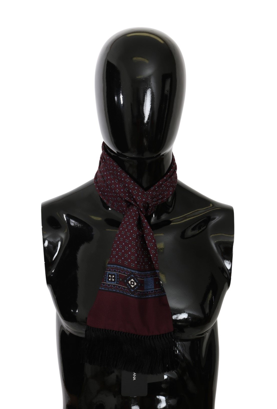 Dolce & Gabbana Men's Baroque Fringe Wrap Silk Scarf Bordeaux MS5573