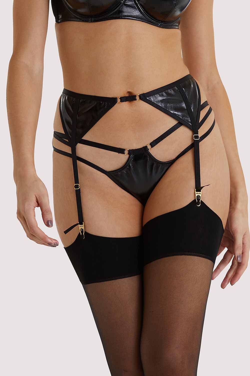 Hustler Maxine PVC Strap and Ring Detail Suspender UK 10 / US 6
