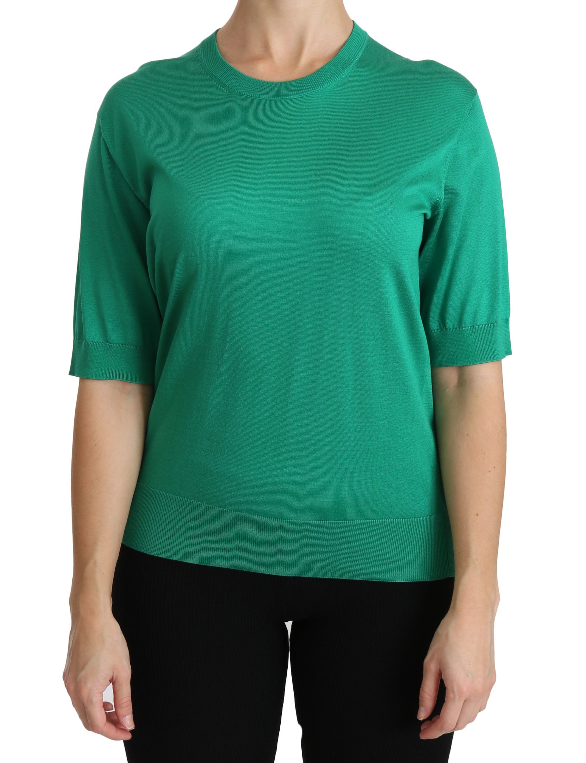 Dolce & Gabbana Women's Crewneck Short Sleeve Top Green TSH4249 - IT40|S