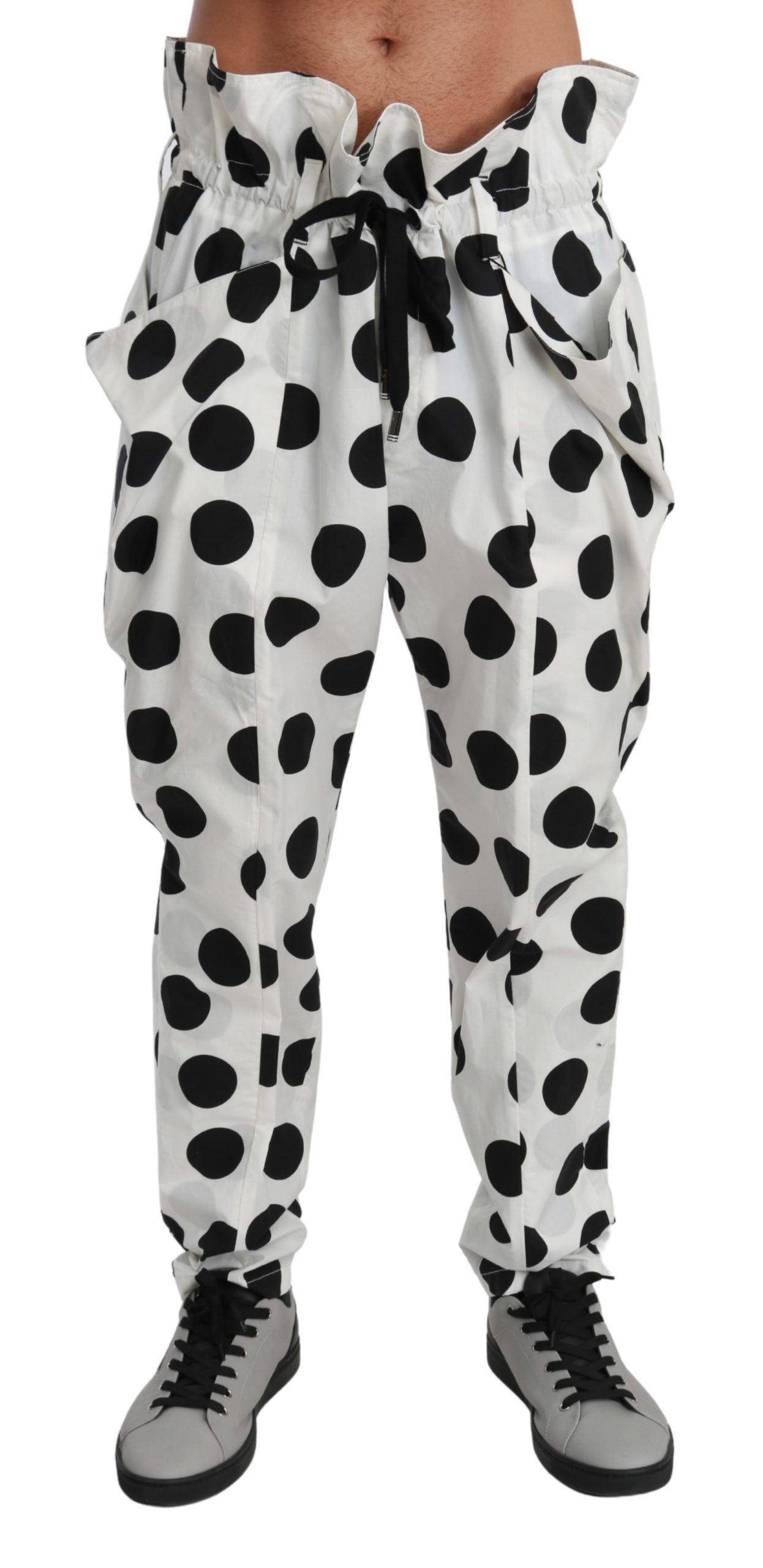 Dolce & Gabbana Men's Polka Dots Jodhpur Cotton Trouser White PAN71025 - IT48 | M