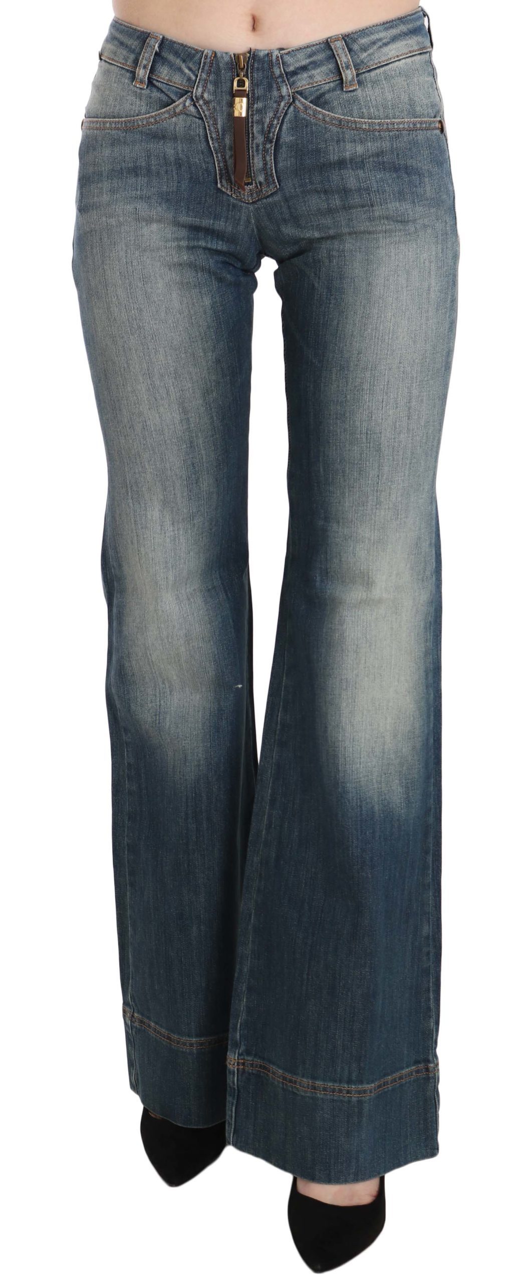 Cavalli Women's Washed Mid Waist Denim Jeans Blue PAN70349 - W24