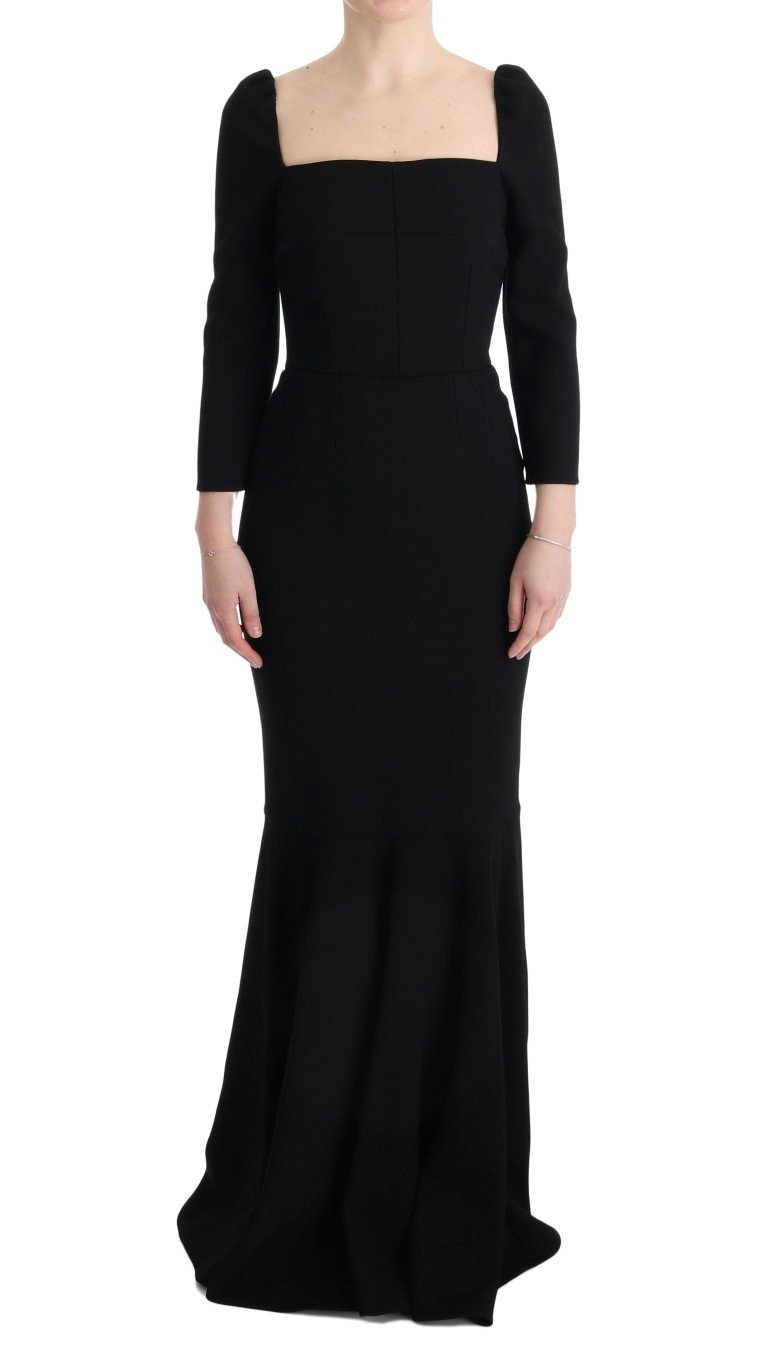 Dolce & Gabbana Women's Stretch Crystal Sheath Long Dress Black SIG60657 - IT40|S