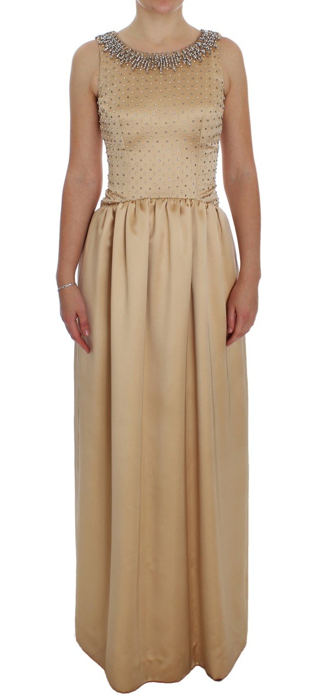 Dolce & Gabbana Women's Crystal Embellished Shift Dress Beige NOC10183 - IT40|S