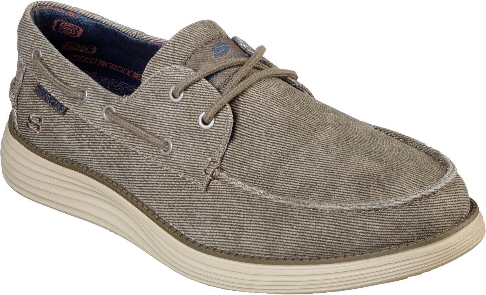 Skechers Men's Lorano Moc Toe Canvas Lace Up Trainer Various Colours 28491 - Taupe 6