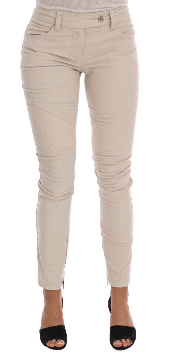 Ermanno Scervino Women's Slim Corduroy Trouser Beige BYX1154 - IT40|S