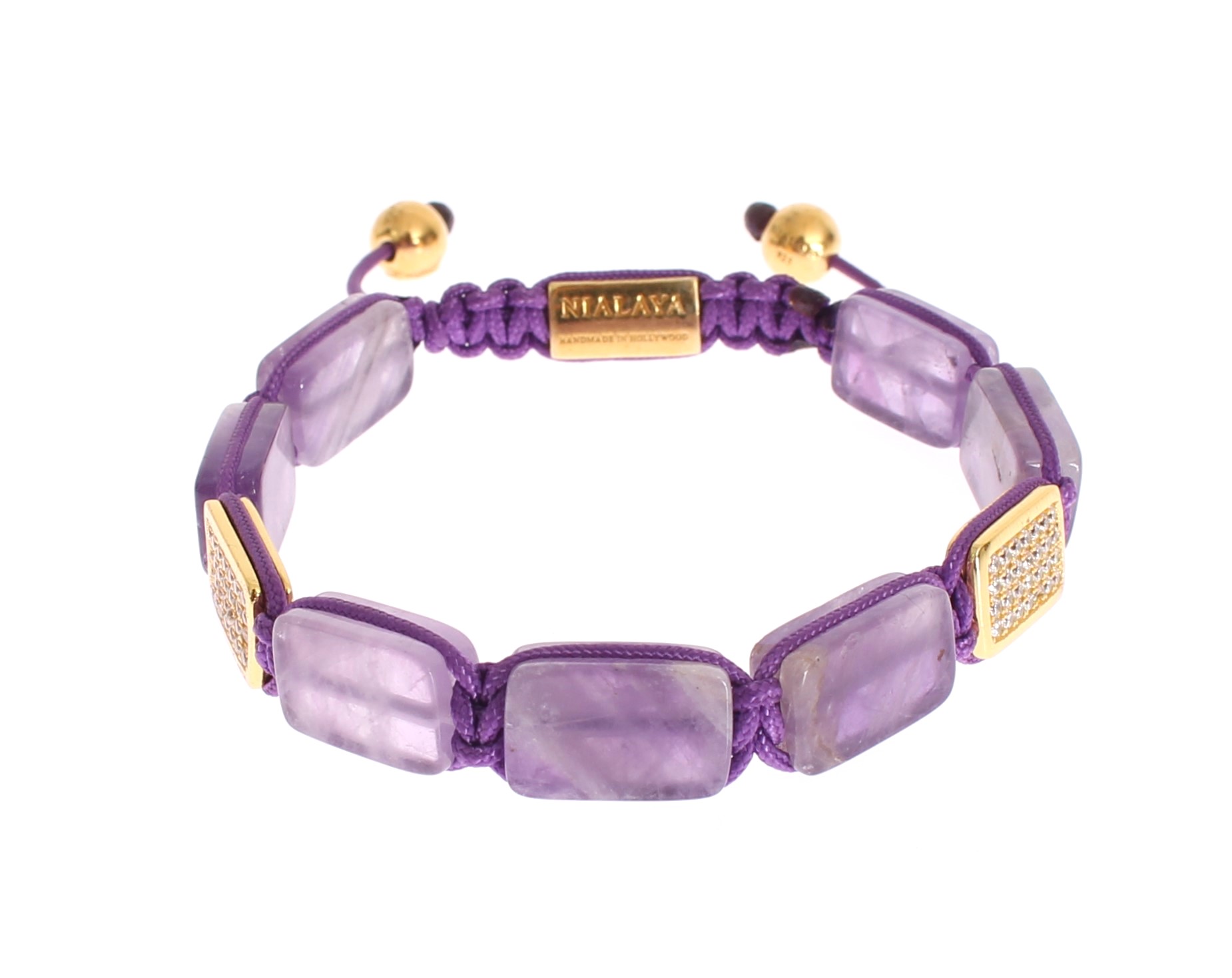 Nialaya Women's CZ Amethyst 18k Gold 925 Bracelet Purple NIA20249 - M