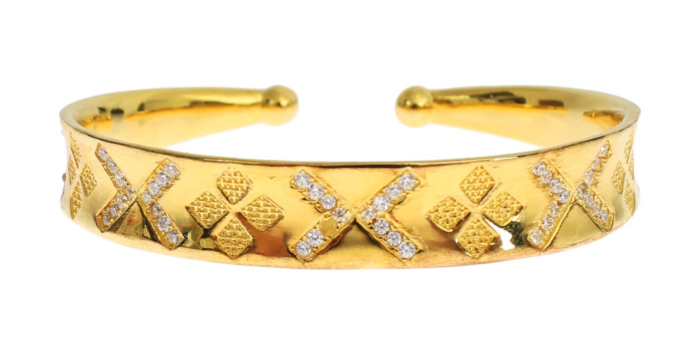 Nialaya Women's CZ Gold Sterling 925 Silver Bangle Bracelet Gold SIG19039 - M