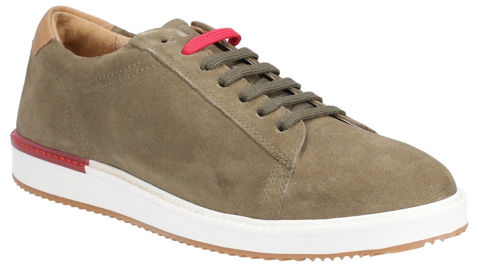 Hush Puppies Men's Heath BouncePLUS Lace Up Trainer Various Colours 29162 - Olive Suede 6
