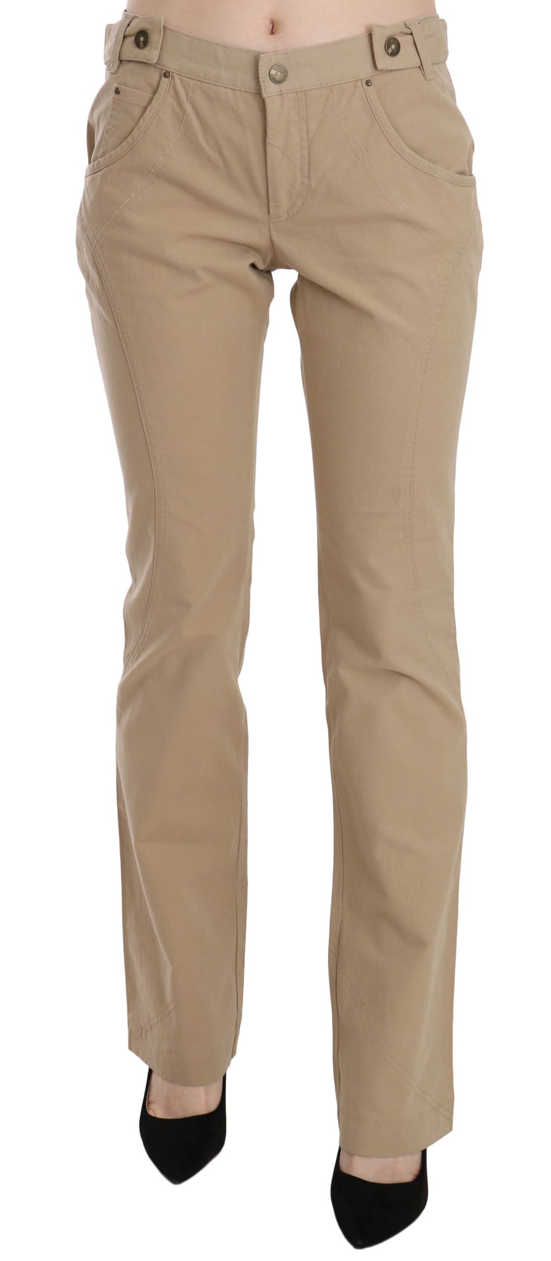 Just Cavalli Women's Mid Waist Straight Trouser Beige PAN70365 - IT44|L