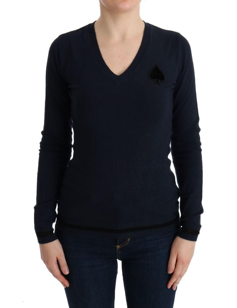 Costume National Women's V-neck Viscose Sweater Blue TUI10018 - S