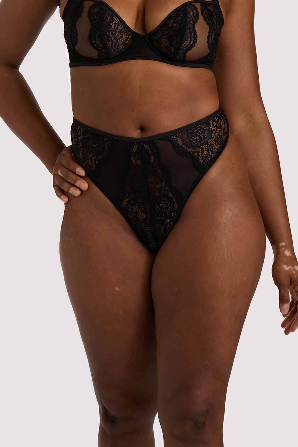 Felicity Hayward x PP Suede Lace Black Thong UK 10 / US 6