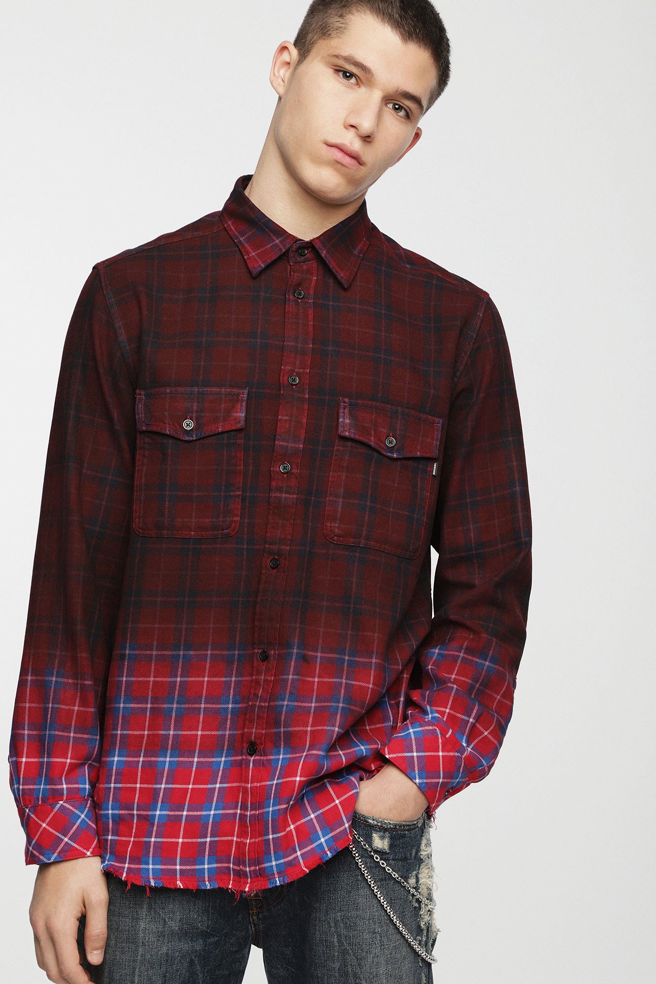 Diesel Men's Shirt Various Colours 287441 - red-2 L