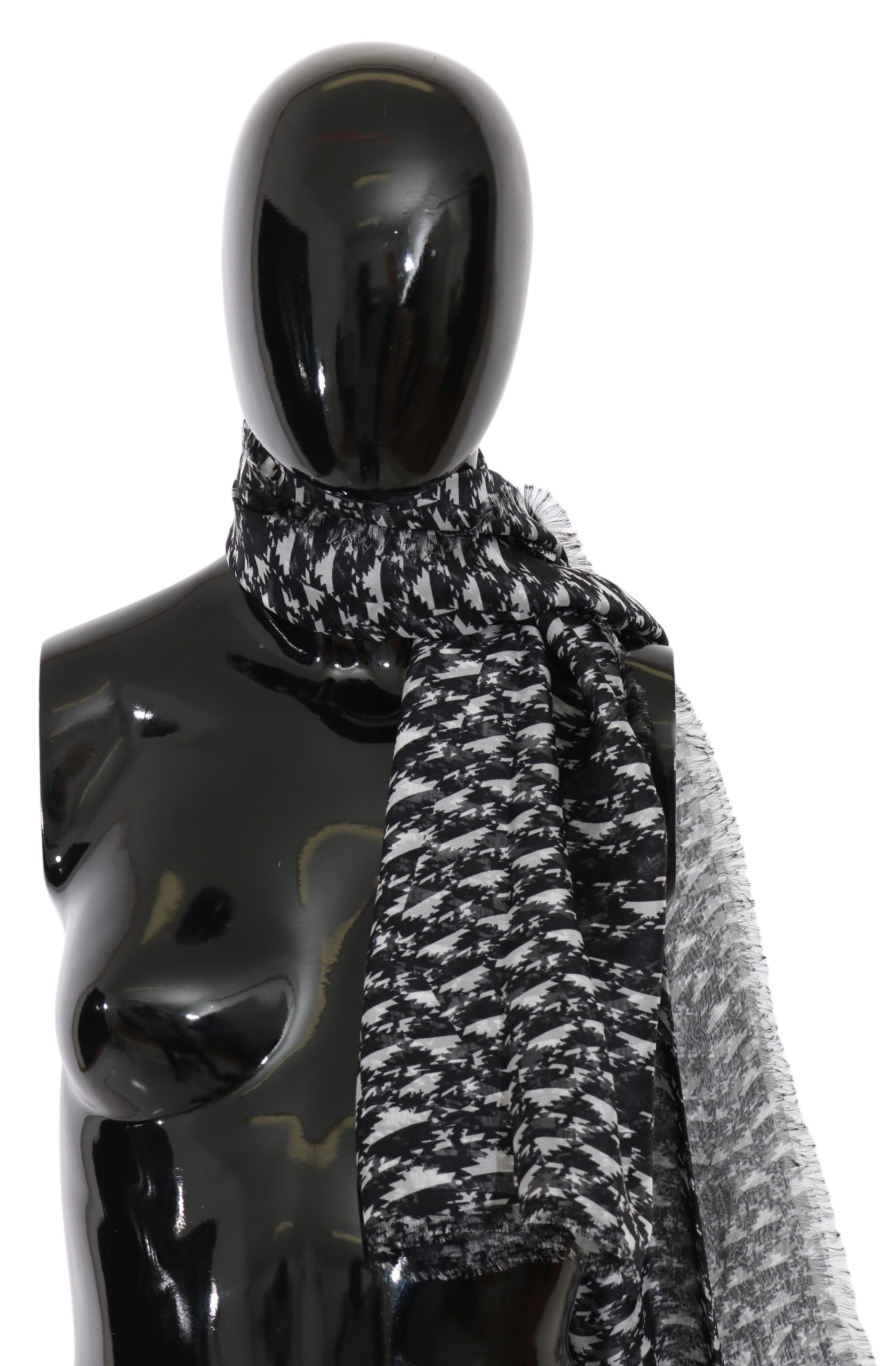 Costume National Women's Neck Wrap Silk Scarf Black MS1529