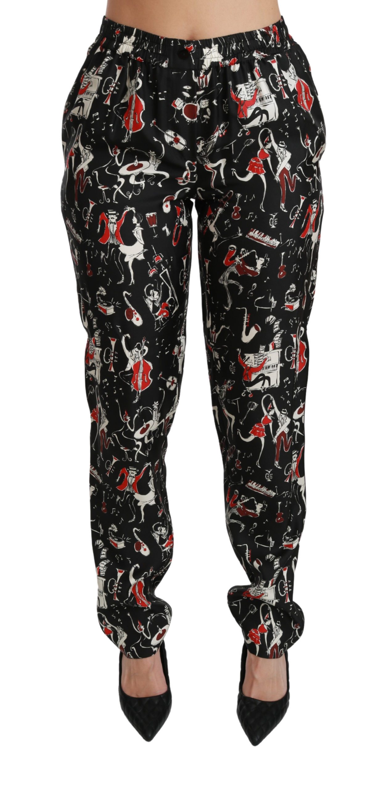 Black Silk Instrument Mid Waist Pants - IT36 | XS