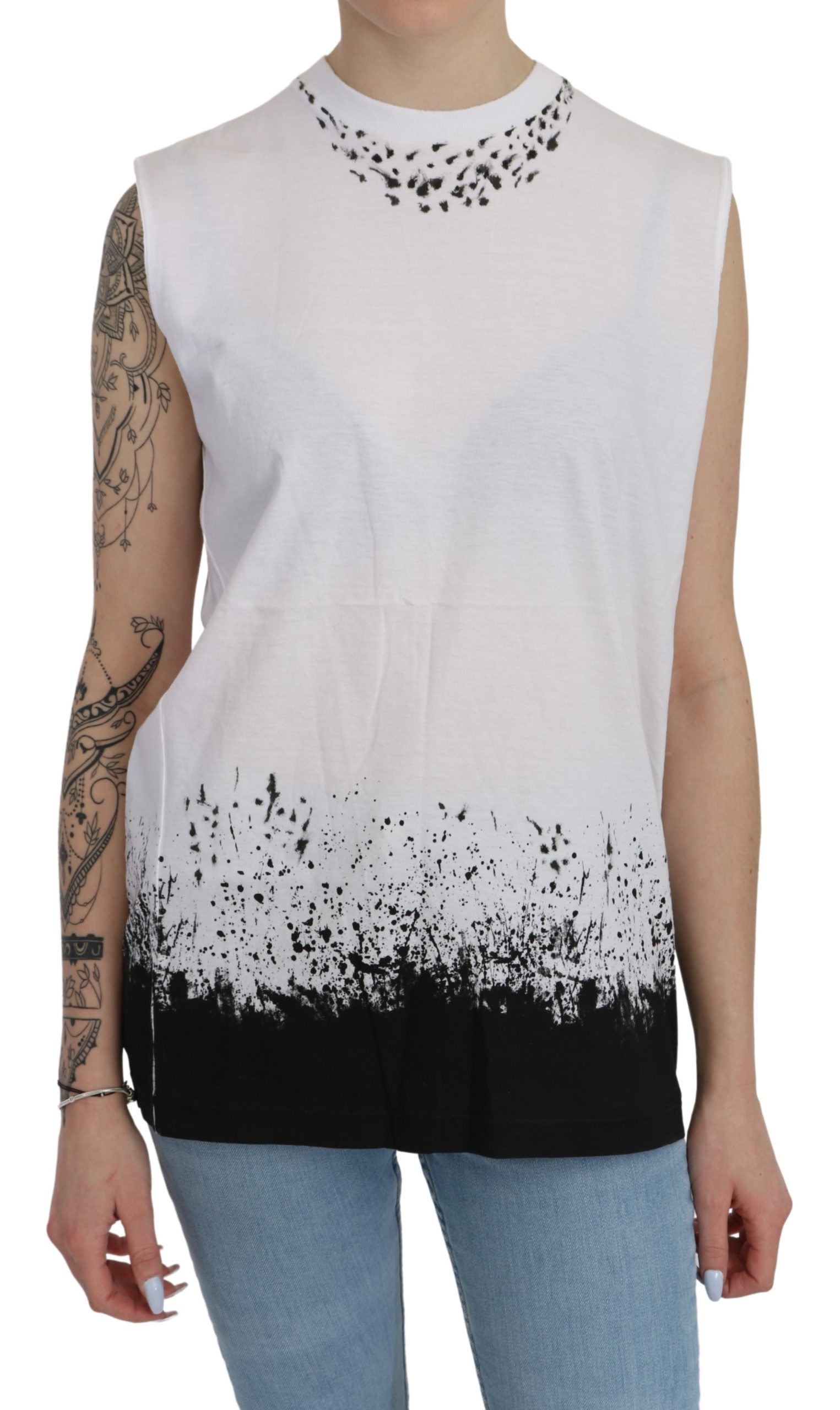 Dsquared² Women's Sleeveless Tank Cotton Top White TSH4333 - IT44|L