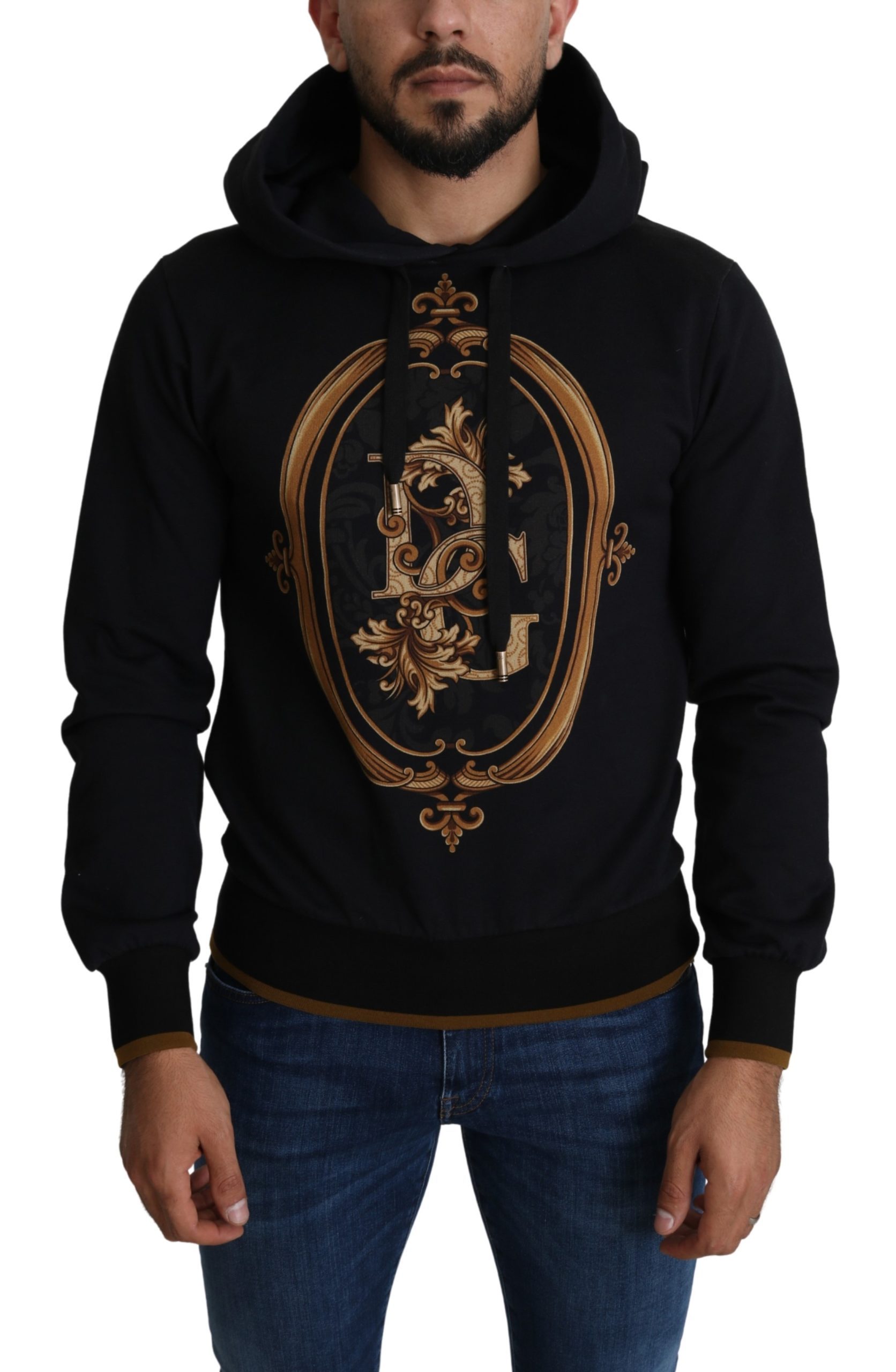 Black DG Cotton Hooded Pullover Sweater - IT44 | XS