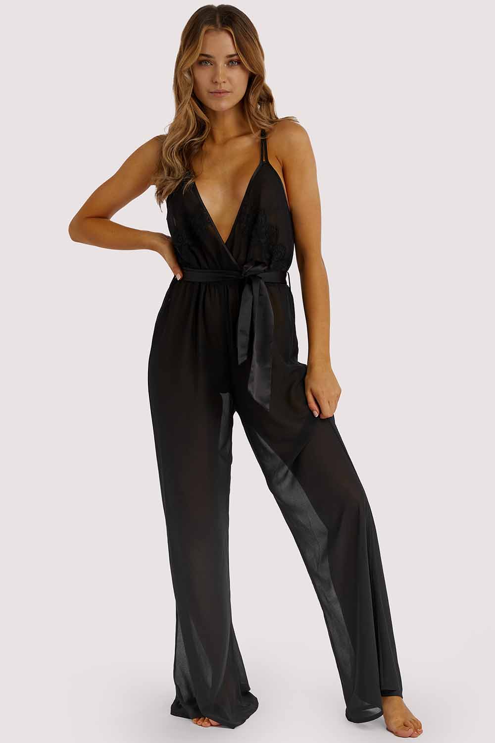 Hustler Belle Black Chiffon & lace Jumpsuit UK 10 / US 6