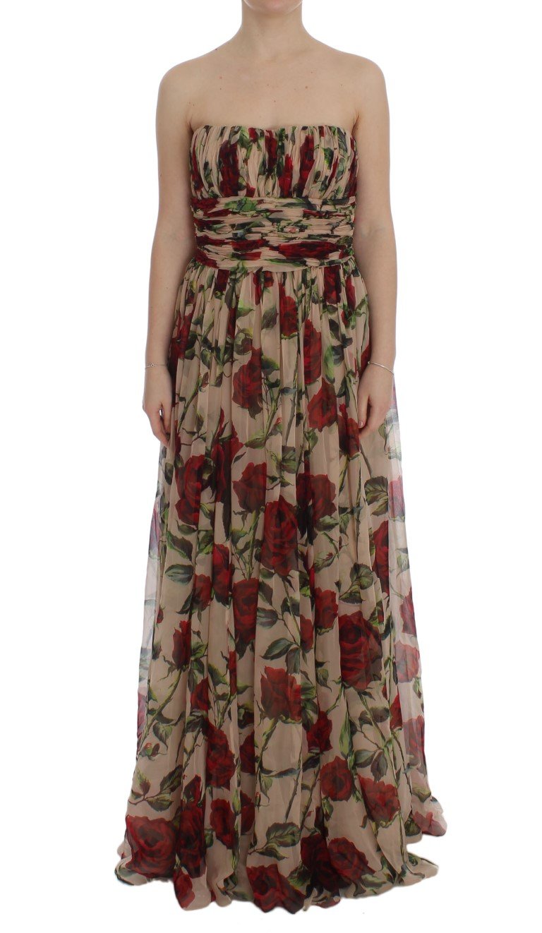 Dolce & Gabbana Women's Roses Silk Shift Dress Multicolor SIG50846 - IT46|XL