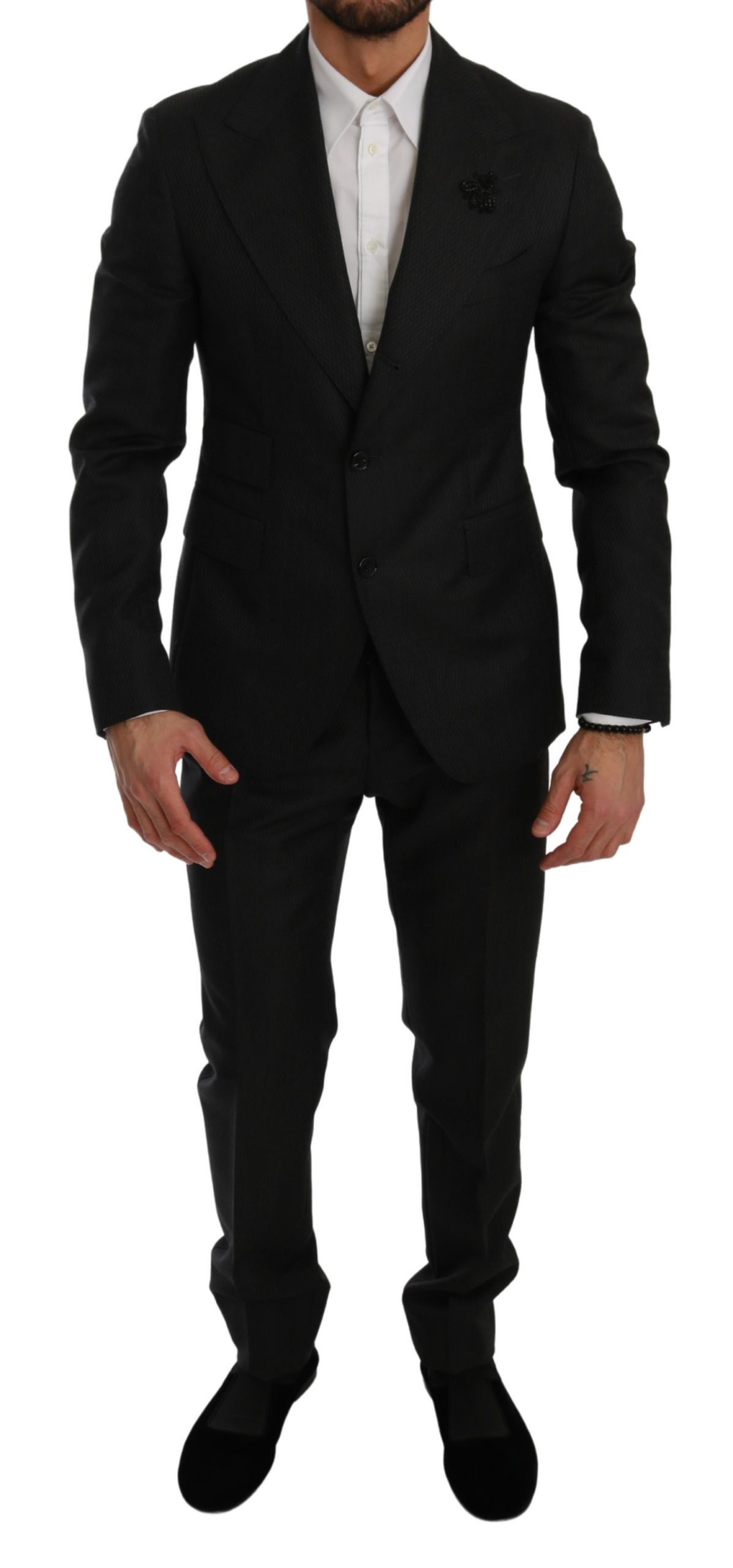 Dolce & Gabbana Men's Crystal Bee Slim Fit 2 Piece Suit Black KOS1781 - IT44 | XS