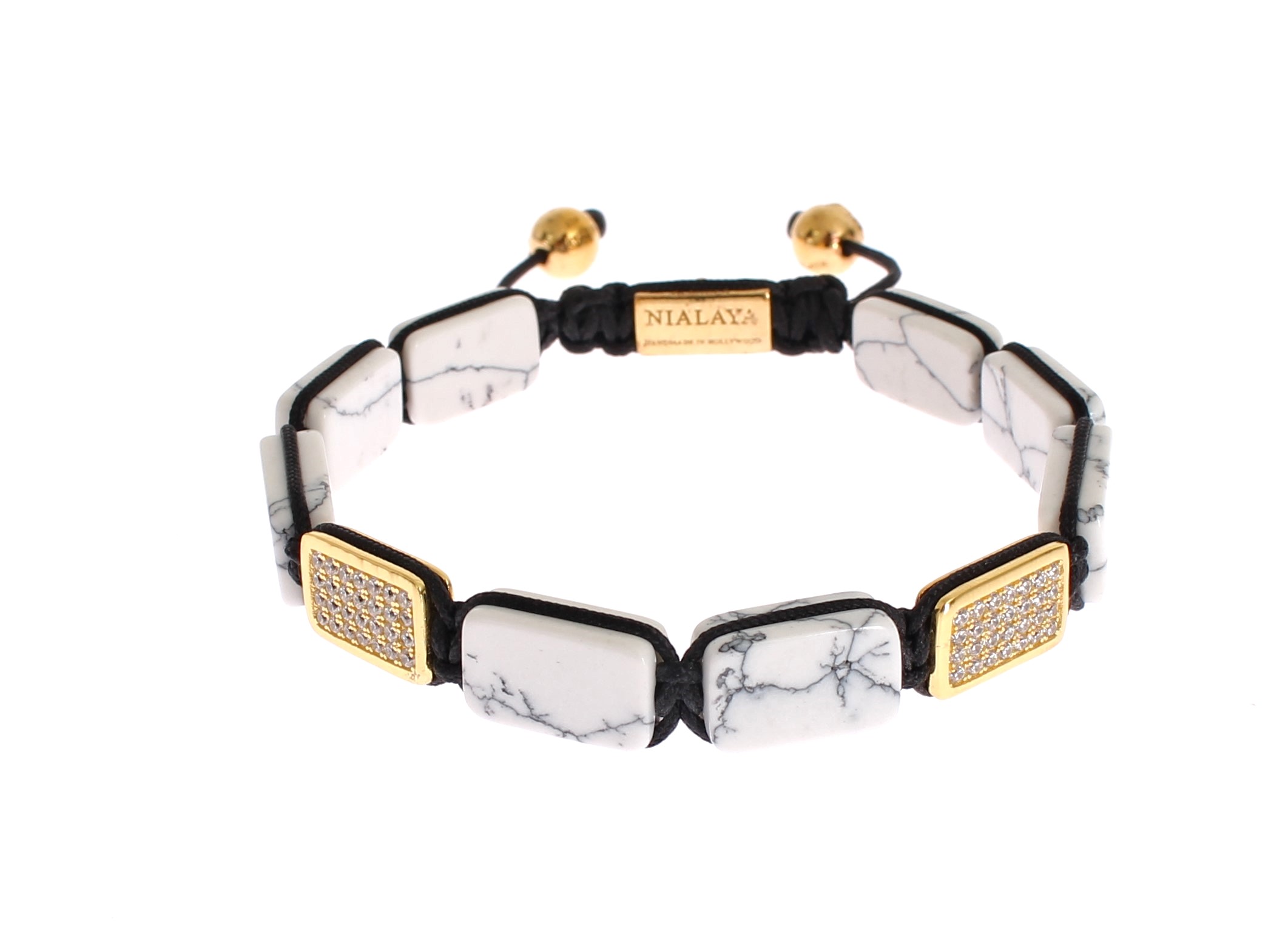 Nialaya Women's CZ Howlite Gold 925 Bracelet White NIA20242 - M