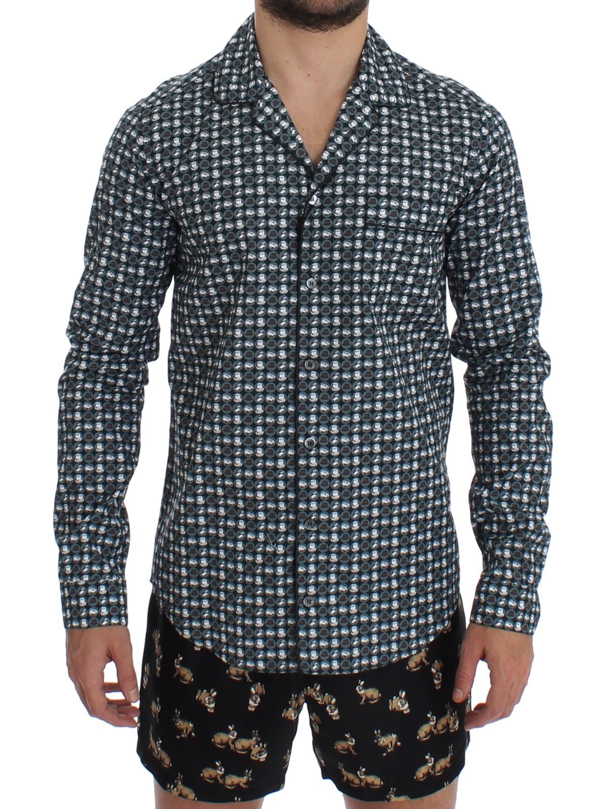 Dolce & Gabbana Men's Hat Print Cotton Pajama Shirt SIG12381 - XS