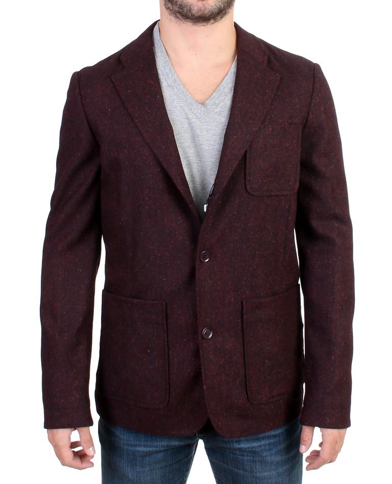 GF Ferre Men's Wool Blend Two Button Blazer Bordeaux SIG10847 - IT48 | M