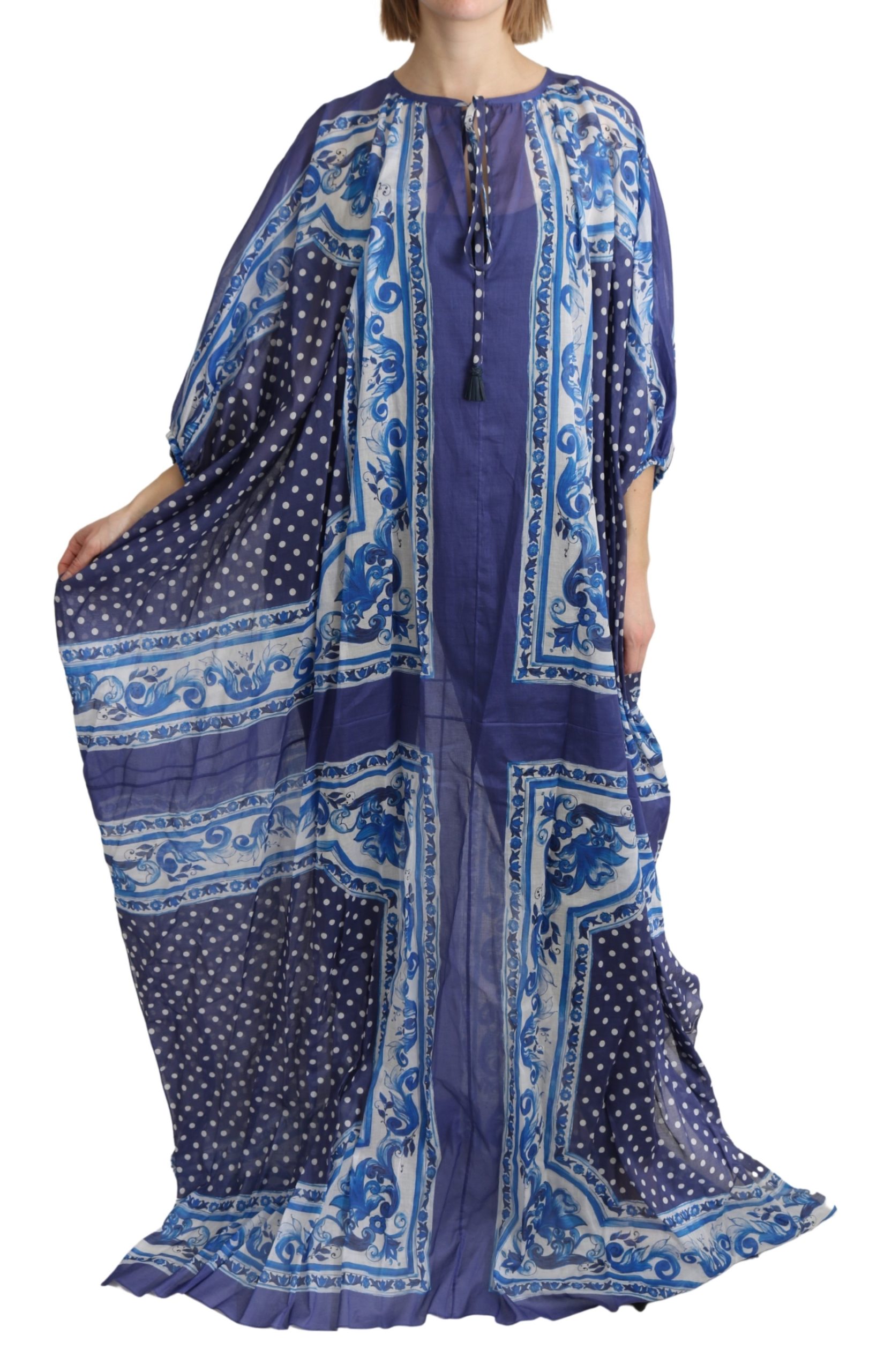 Dolce & Gabbana Women's Majolica Cape Cotton Dress Blue DR2602 - IT44|L