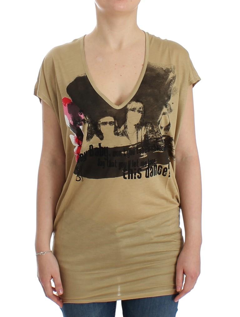 Costume National Women's Motive Print T-Shirt Beige SIG12528 - S