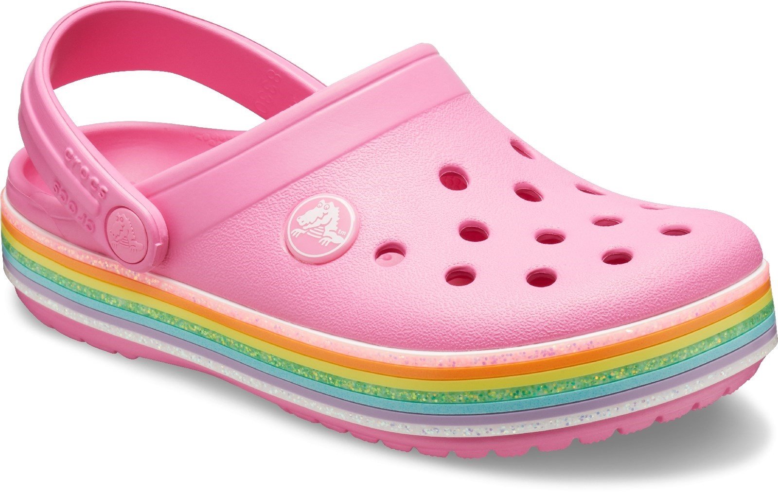 Crocs Kid's Rainbow Glitter Clog Various Colours 30711 - Pink Lemonade 4 UK