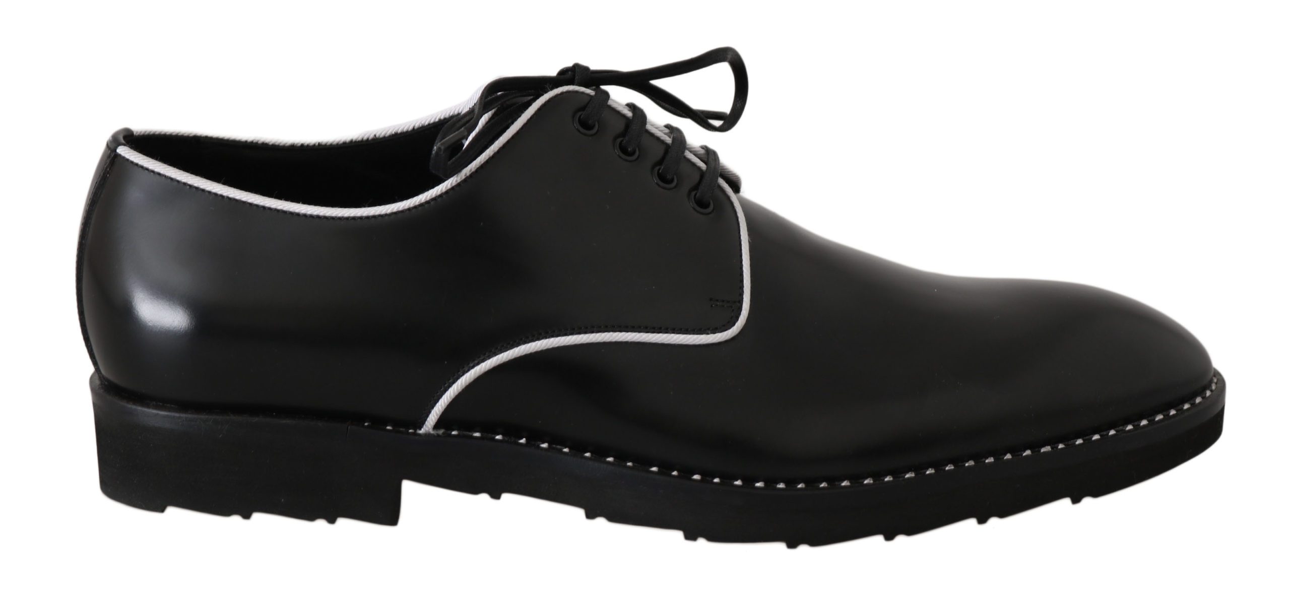 Dolce & Gabbana Men's Leather Line Derby Shoes Black MV2354 - EU39/US6