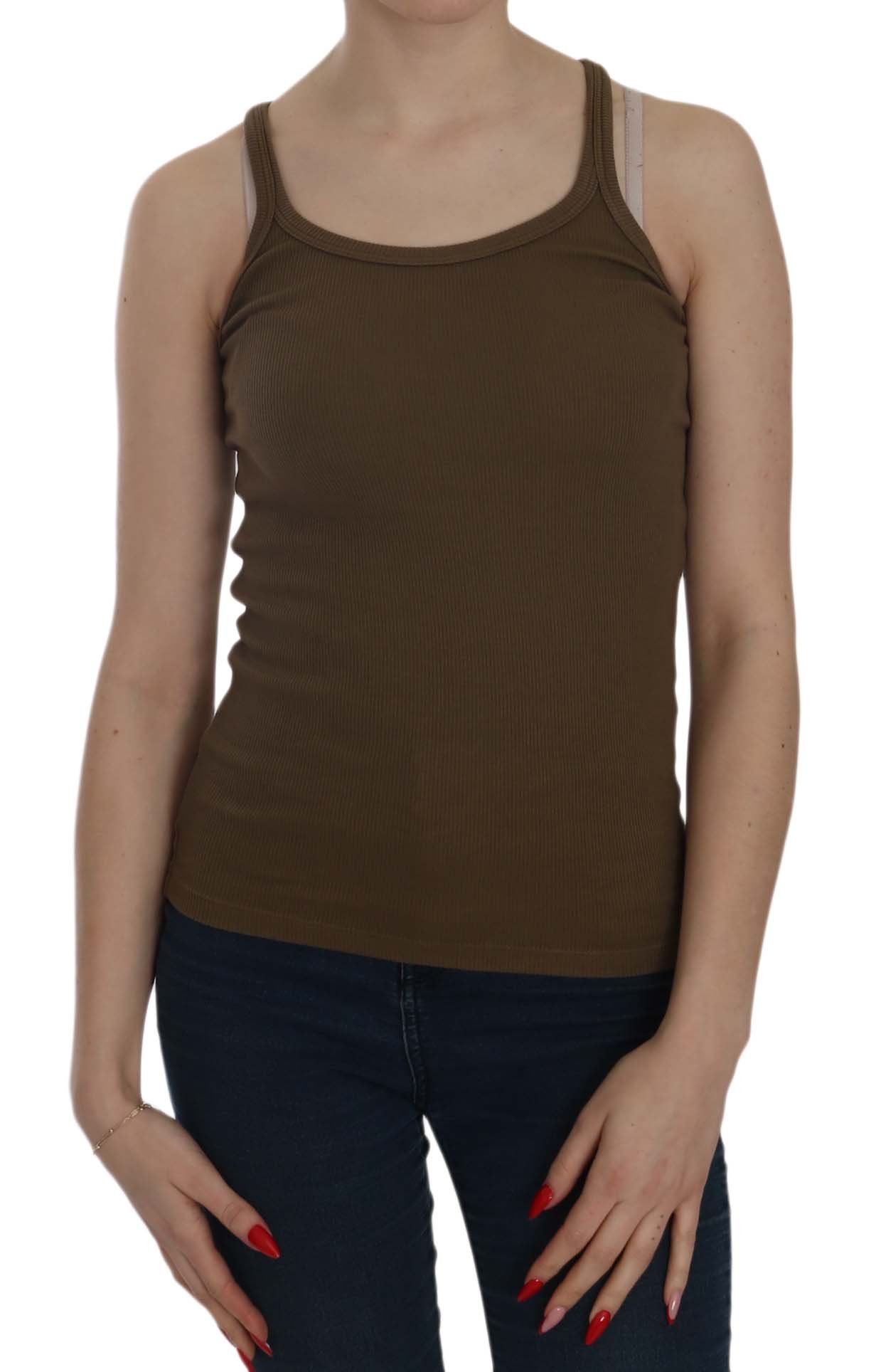 PINK MEMORIES Women's Sleeveless Spaghetti Strap Top Brown TSH3919 - IT42|M