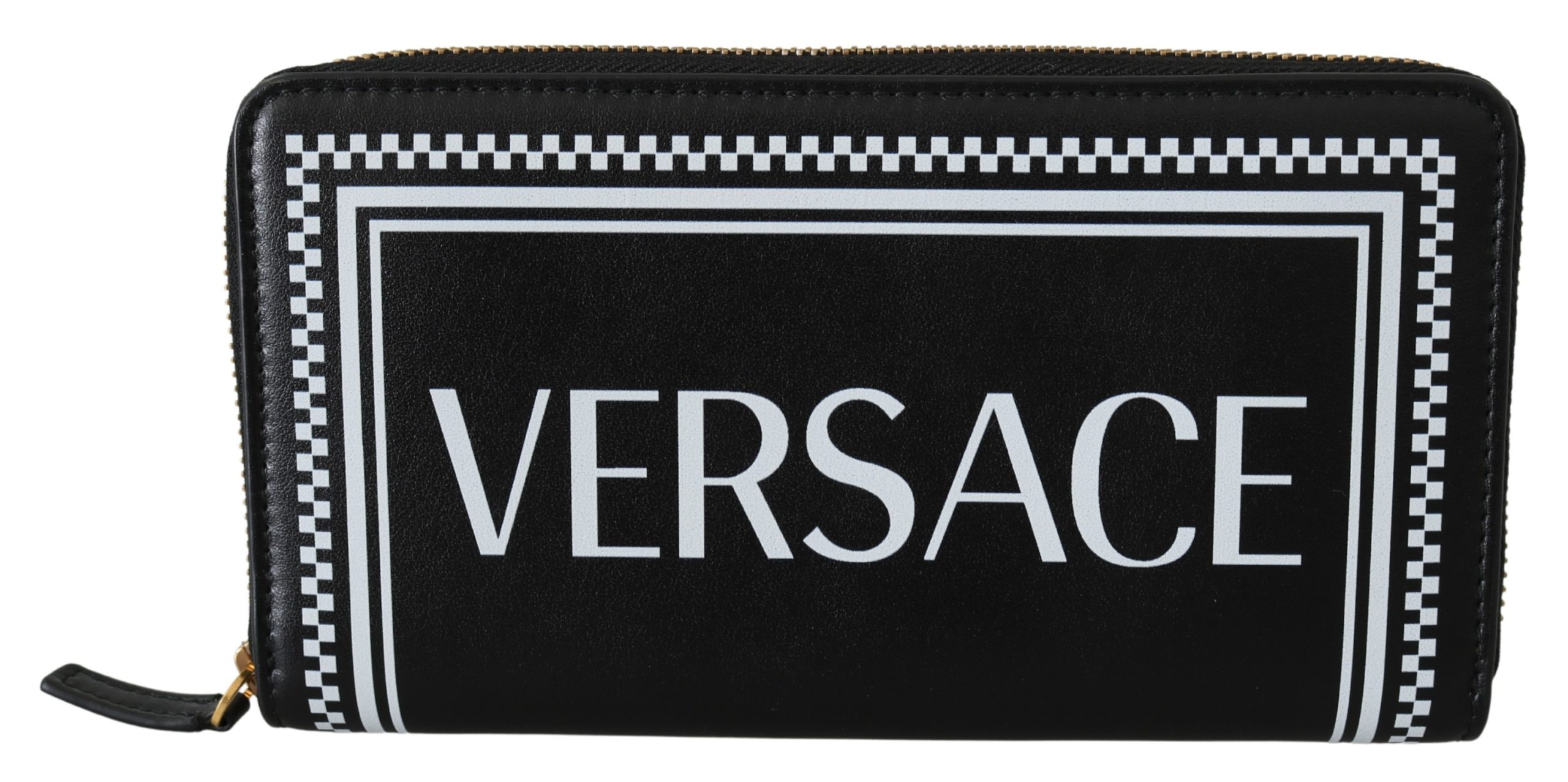 Versace Women's Zip Around Leather Wallet Black 8055764802164
